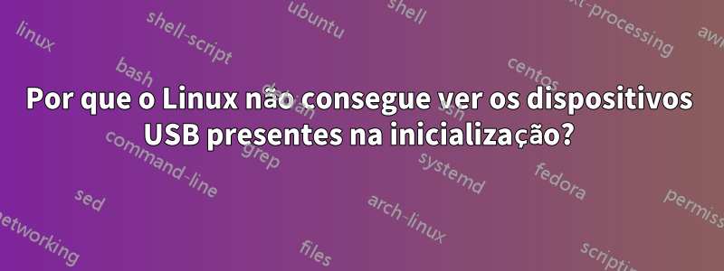 Por que o Linux não consegue ver os dispositivos USB presentes na inicialização?