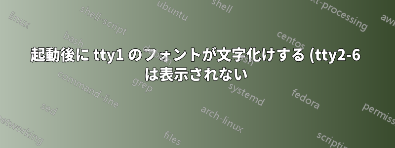 起動後に tty1 のフォントが文字化けする (tty2-6 は表示されない)