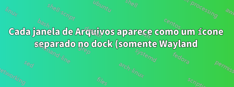 Cada janela de Arquivos aparece como um ícone separado no dock (somente Wayland)