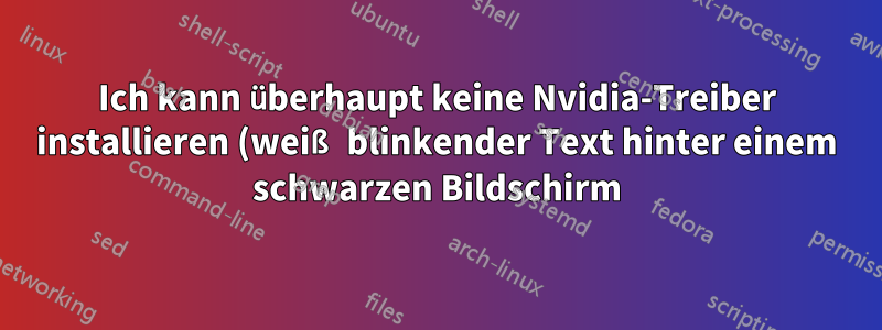 Ich kann überhaupt keine Nvidia-Treiber installieren (weiß blinkender Text hinter einem schwarzen Bildschirm)