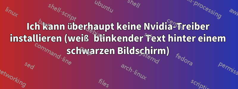 Ich kann überhaupt keine Nvidia-Treiber installieren (weiß blinkender Text hinter einem schwarzen Bildschirm)