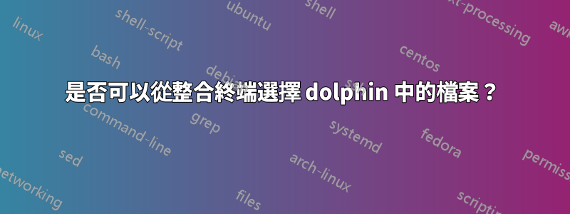 是否可以從整合終端選擇 dolphin 中的檔案？
