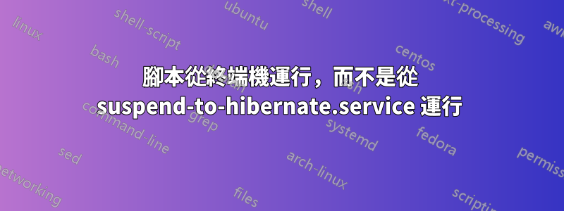 腳本從終端機運行，而不是從 suspend-to-hibernate.service 運行
