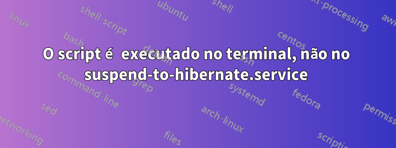 O script é executado no terminal, não no suspend-to-hibernate.service
