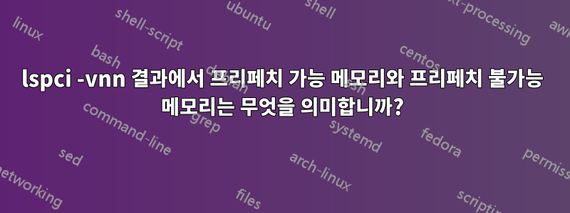 lspci -vnn 결과에서 프리페치 가능 메모리와 프리페치 불가능 메모리는 무엇을 의미합니까?