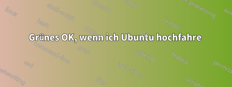 Grünes OK, wenn ich Ubuntu hochfahre