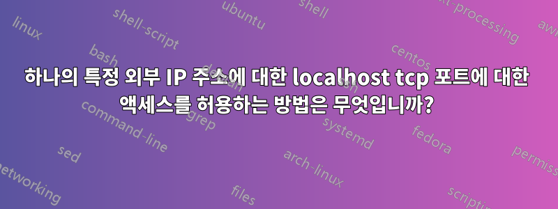 하나의 특정 외부 IP 주소에 대한 localhost tcp 포트에 대한 액세스를 허용하는 방법은 무엇입니까?