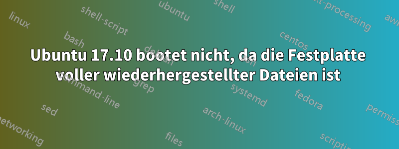 Ubuntu 17.10 bootet nicht, da die Festplatte voller wiederhergestellter Dateien ist