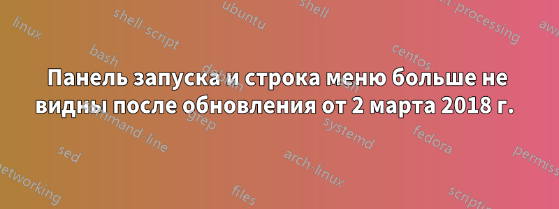 Панель запуска и строка меню больше не видны после обновления от 2 марта 2018 г. 