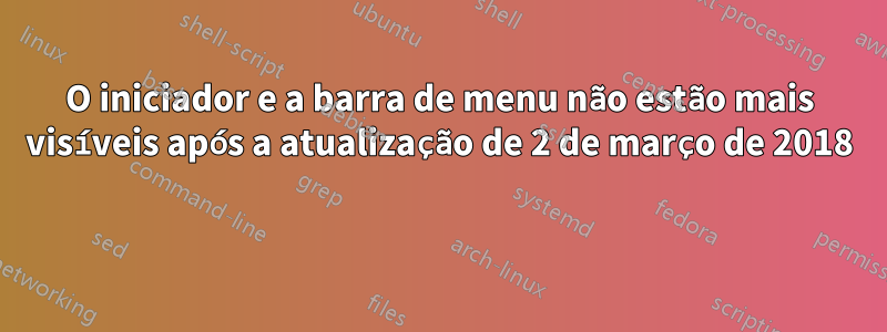 O iniciador e a barra de menu não estão mais visíveis após a atualização de 2 de março de 2018 