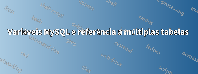 Variáveis ​​MySQL e referência a múltiplas tabelas