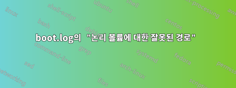 boot.log의 "논리 볼륨에 대한 잘못된 경로"