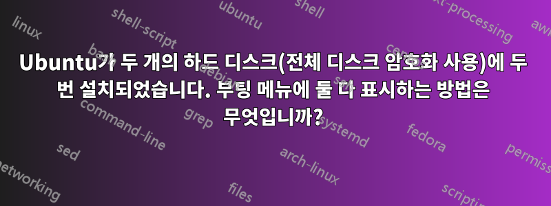 Ubuntu가 두 개의 하드 디스크(전체 디스크 암호화 사용)에 두 번 설치되었습니다. 부팅 메뉴에 둘 다 표시하는 방법은 무엇입니까?