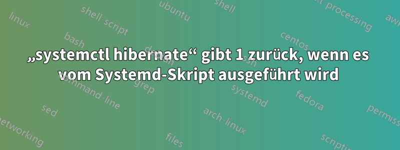 „systemctl hibernate“ gibt 1 zurück, wenn es vom Systemd-Skript ausgeführt wird