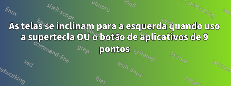 As telas se inclinam para a esquerda quando uso a supertecla OU o botão de aplicativos de 9 pontos