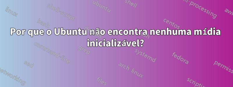 Por que o Ubuntu não encontra nenhuma mídia inicializável?