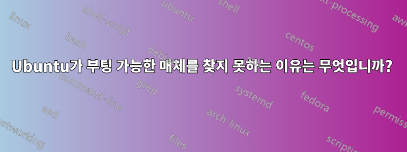 Ubuntu가 부팅 가능한 매체를 찾지 못하는 이유는 무엇입니까?