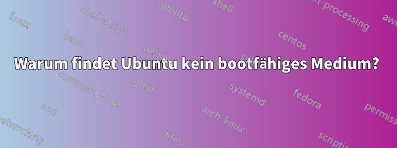 Warum findet Ubuntu kein bootfähiges Medium?