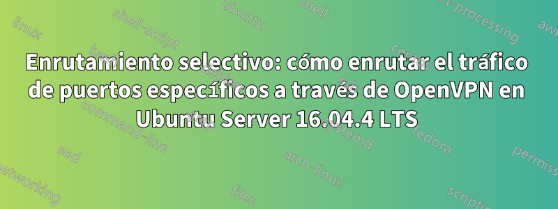 Enrutamiento selectivo: cómo enrutar el tráfico de puertos específicos a través de OpenVPN en Ubuntu Server 16.04.4 LTS