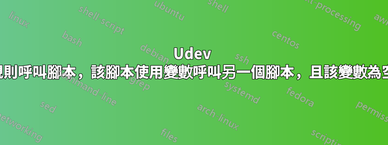 Udev 規則呼叫腳本，該腳本使用變數呼叫另一個腳本，且該變數為空