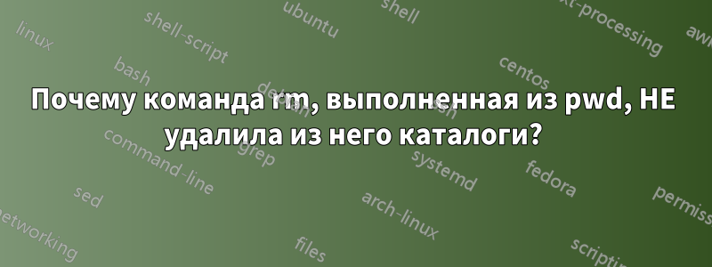 Почему команда rm, выполненная из pwd, НЕ удалила из него каталоги?