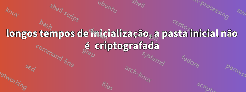 longos tempos de inicialização, a pasta inicial não é criptografada