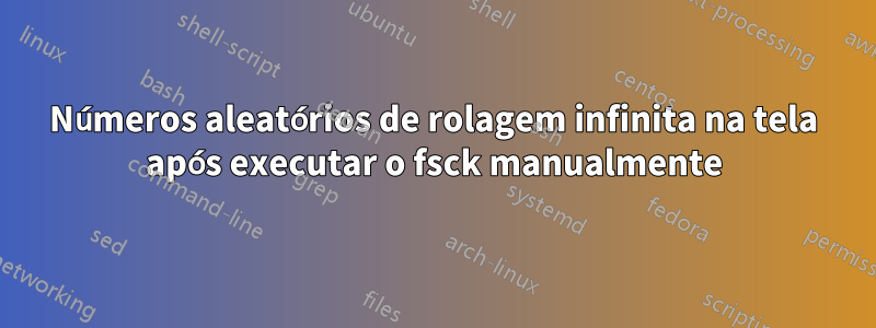 Números aleatórios de rolagem infinita na tela após executar o fsck manualmente