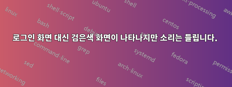 로그인 화면 대신 검은색 화면이 나타나지만 소리는 들립니다.