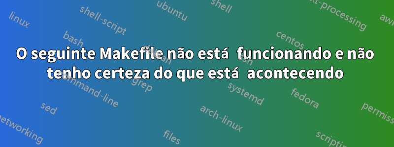 O seguinte Makefile não está funcionando e não tenho certeza do que está acontecendo