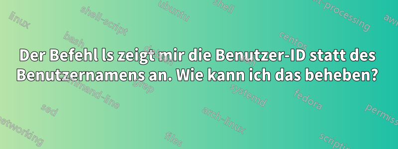Der Befehl ls zeigt mir die Benutzer-ID statt des Benutzernamens an. Wie kann ich das beheben?