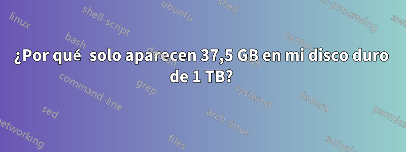 ¿Por qué solo aparecen 37,5 GB en mi disco duro de 1 TB?