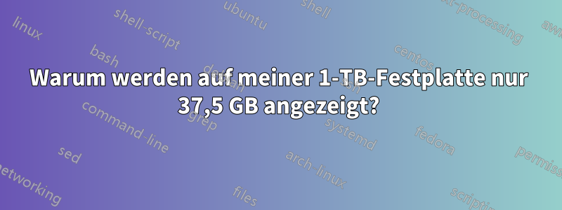 Warum werden auf meiner 1-TB-Festplatte nur 37,5 GB angezeigt?