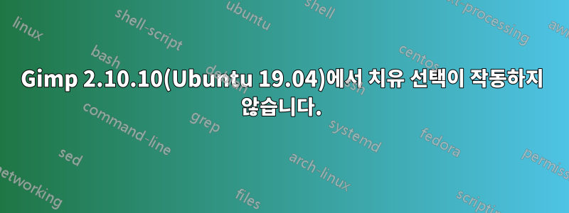 Gimp 2.10.10(Ubuntu 19.04)에서 치유 선택이 작동하지 않습니다.