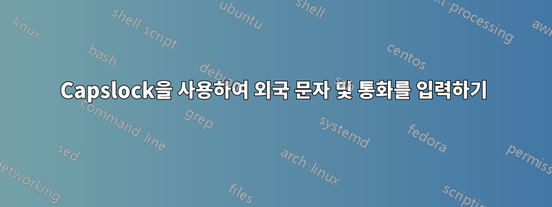 Capslock을 사용하여 외국 문자 및 통화를 입력하기