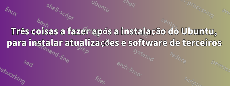 Três coisas a fazer após a instalação do Ubuntu, para instalar atualizações e software de terceiros