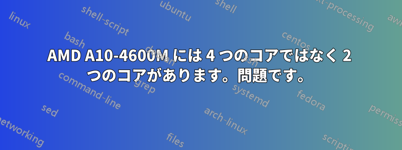 AMD A10-4600M には 4 つのコアではなく 2 つのコアがあります。問題です。