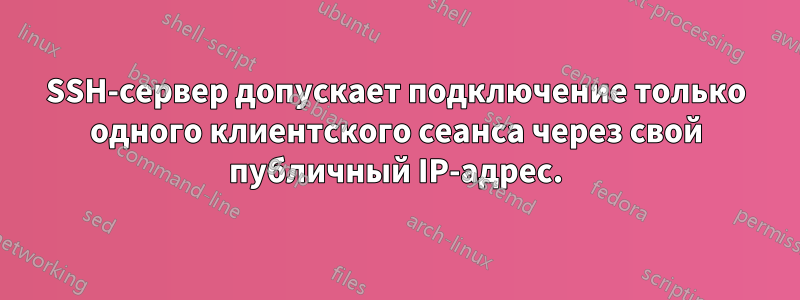 SSH-сервер допускает подключение только одного клиентского сеанса через свой публичный IP-адрес.