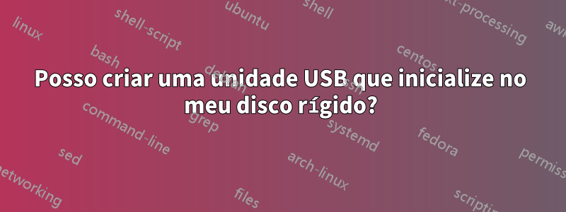 Posso criar uma unidade USB que inicialize no meu disco rígido?