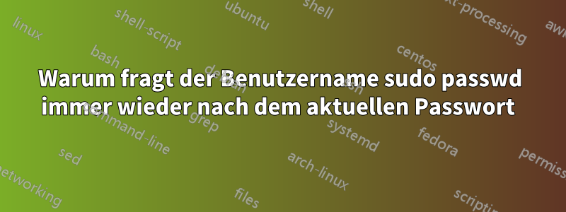 Warum fragt der Benutzername sudo passwd immer wieder nach dem aktuellen Passwort 