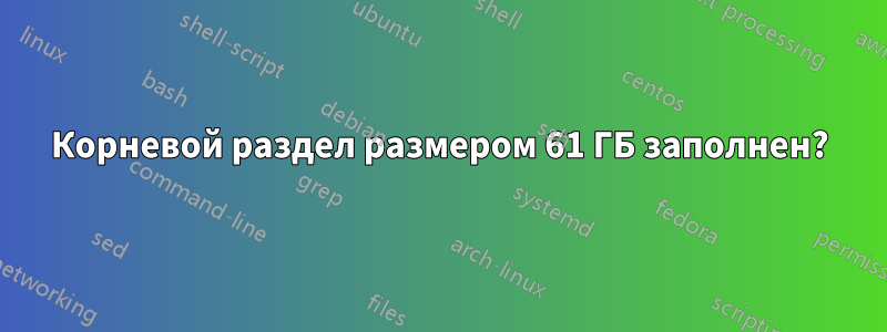 Корневой раздел размером 61 ГБ заполнен?