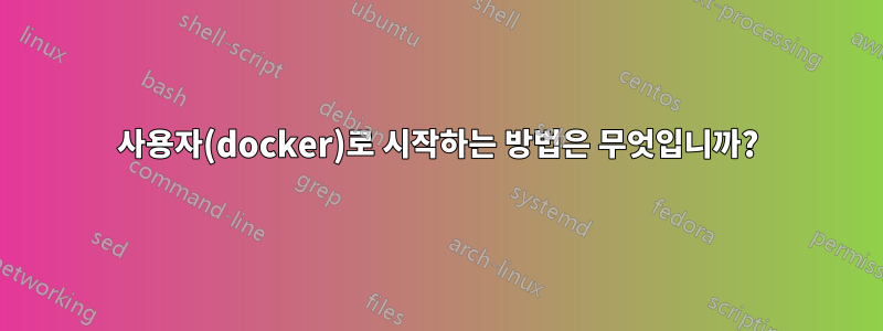 사용자(docker)로 시작하는 방법은 무엇입니까?