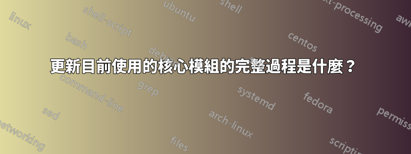 更新目前使用的核心模組的完整過程是什麼？