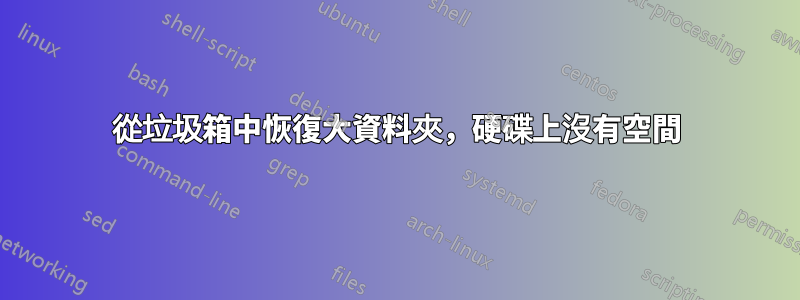 從垃圾箱中恢復大資料夾，硬碟上沒有空間