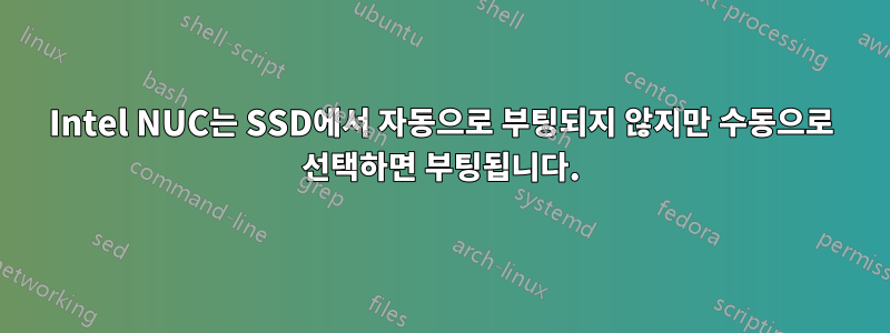 Intel NUC는 SSD에서 자동으로 부팅되지 않지만 수동으로 선택하면 부팅됩니다.