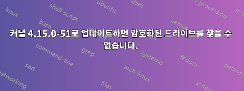 커널 4.15.0-51로 업데이트하면 암호화된 드라이브를 찾을 수 없습니다.