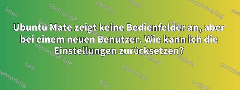 Ubuntu Mate zeigt keine Bedienfelder an, aber bei einem neuen Benutzer. Wie kann ich die Einstellungen zurücksetzen?