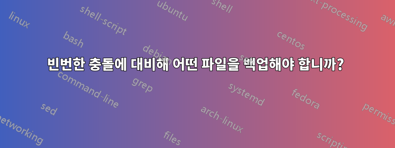 빈번한 충돌에 대비해 어떤 파일을 백업해야 합니까?