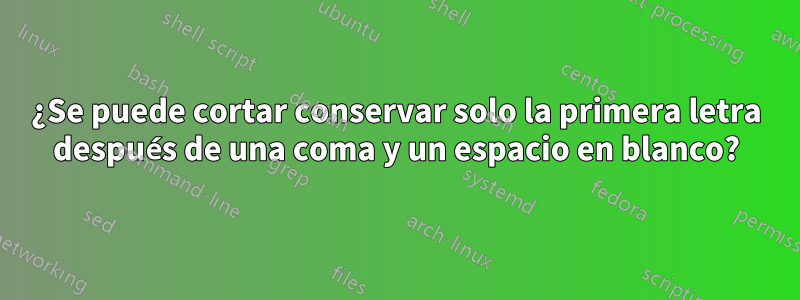 ¿Se puede cortar conservar solo la primera letra después de una coma y un espacio en blanco?