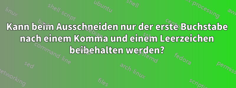 Kann beim Ausschneiden nur der erste Buchstabe nach einem Komma und einem Leerzeichen beibehalten werden?