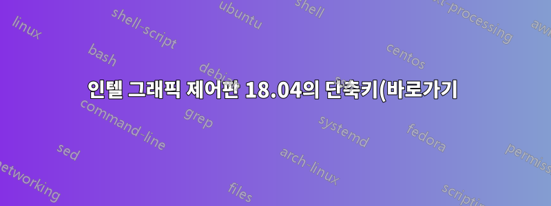 인텔 그래픽 제어판 18.04의 단축키(바로가기) 변경